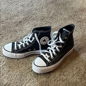 Converse Platform Sparkly Black High Tops